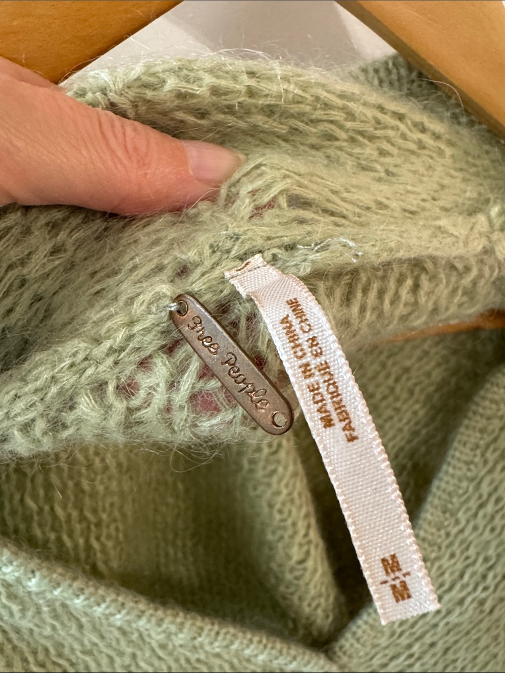 Free People Mohair Blend Cropped Cardigan Sage Green Button Front M - Picture 2 of 8